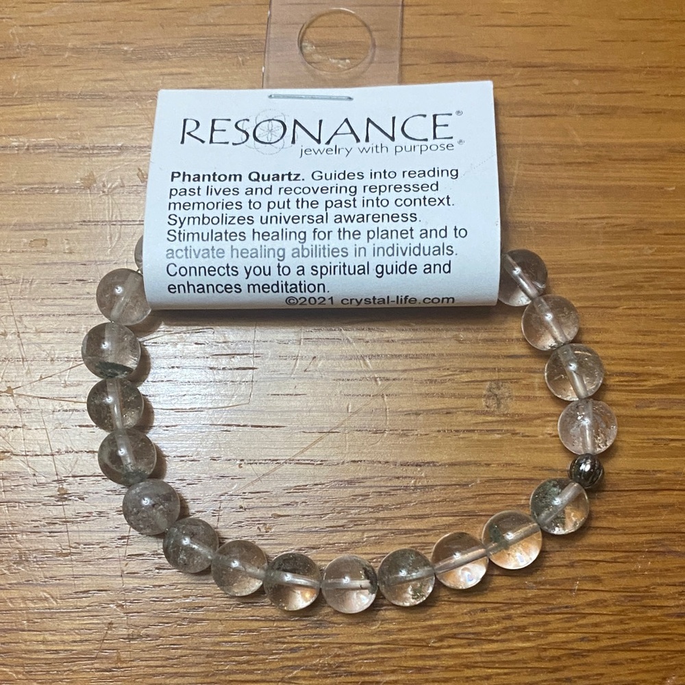 Resonance Phantom Quartz Beaded Bracelet - Clear Smoky